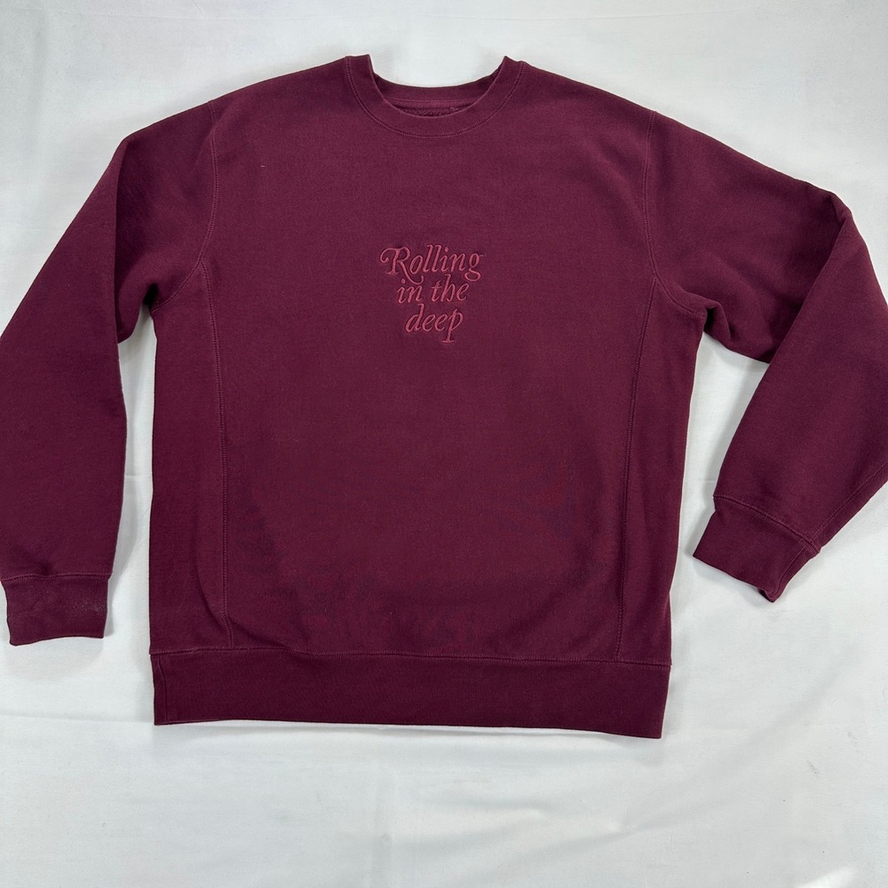 Adele Rolling‎ in the Deep Embroidered Crewneck Sweatshirt Burgundy Large Merch